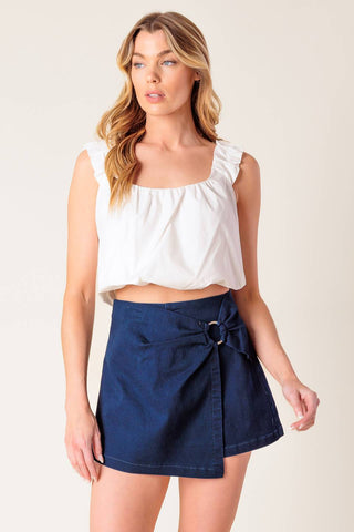 TAKING TIME OFF DENIM WOVEN SKORT - By Baano