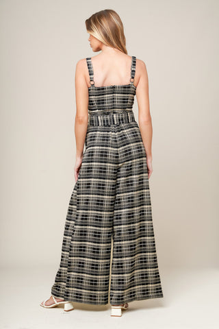 SAND DUNE WOVEN PLAID JUMPSUIT - By Baano