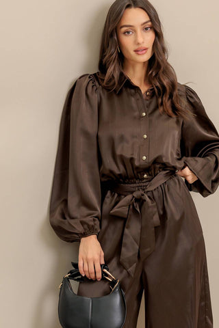 SUGAR BROWNIE WOVEN JUMPSUIT - By Baano