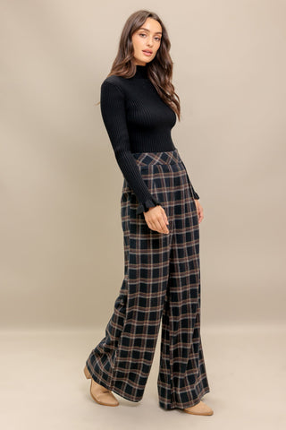 LATTE SUNDAY WOVEN PLAID PANTS - By Baano