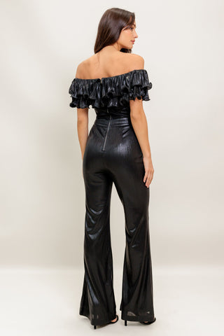 ANGEL EYES COATED WOVEN JUMPSUIT - By Baano