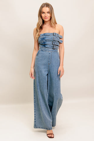 URBAN HARNESS DENIM JUMPSUIT - By Baano