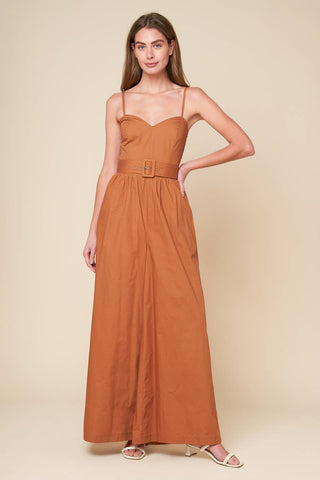 ELEVATED ICON BROWN WOVEN JUMPSUIT - By Baano