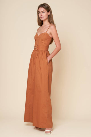 ELEVATED ICON BROWN WOVEN JUMPSUIT - By Baano