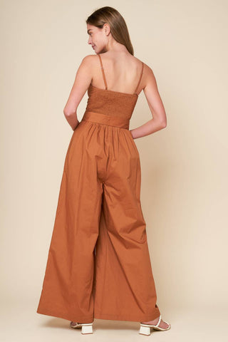 ELEVATED ICON BROWN WOVEN JUMPSUIT - By Baano