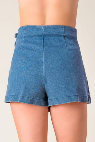 DISTANT ECHOES DENIM SKORT - By Baano
