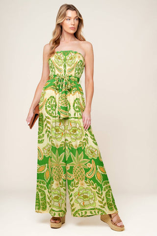 CAMERON MEADOW GREEN WOVEN JUMPSUIT - By Baano