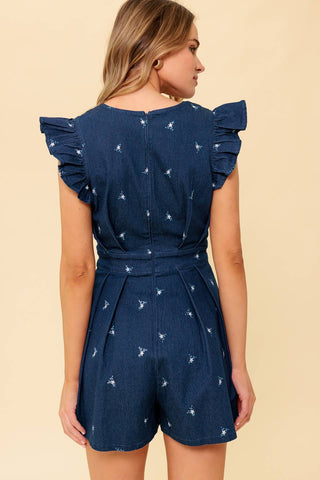 THE FELICITY DARK INDIGO WOVEN ROMPER - By Baano