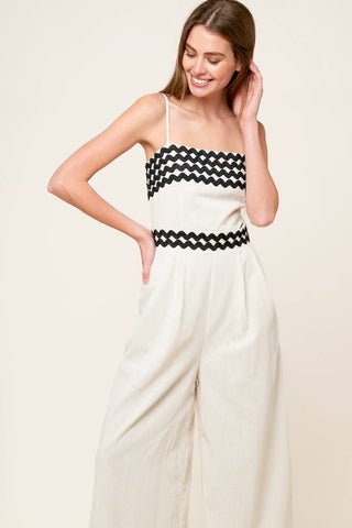 MEET AT THE PIER CREAM WOVEN JUMPSUIT - By Baano
