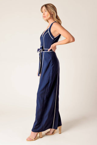 LAYTON NAVY WOVEN MAXI DRESS - By Baano