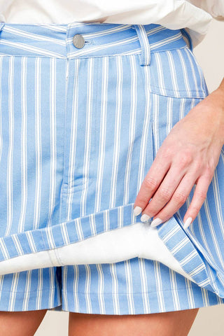 VALERIA POWDER BLUE WOVEN SKORT - By Baano