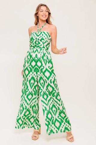 ANGELIC TOUCH GREEN WOVEN JUMPSUIT - By Baano