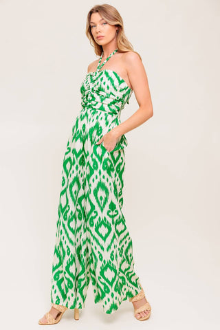 ANGELIC TOUCH GREEN WOVEN JUMPSUIT - By Baano