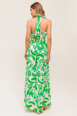 GARDEN WHISPER GREEN WOVEN JUMPSUIT - By Baano