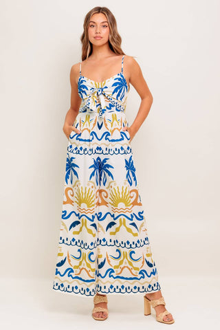 VACAY GLOW IVORY BLUE WOVEN JUMPSUIT - By Baano