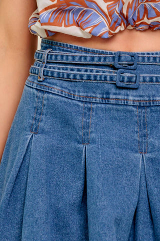 DREAMMIST MEDIUM INDIGO DENIM SKORT - By Baano