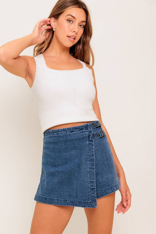 WILD BLUE MORNINGS DENIM SKORT - By Baano