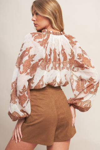 DESERT FLOWER FAUX SUEDE SKORT - By Baano