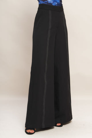RUNWAY READY BLACK WOVEN WIDE LEG PANTS - By Baano