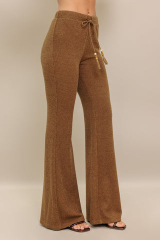 FLARE TOUCH SOLID KNIT PANTS - By Baano