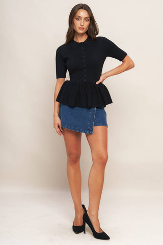 SWEET SERENADE BLACK WOVEN TOP - By Baano