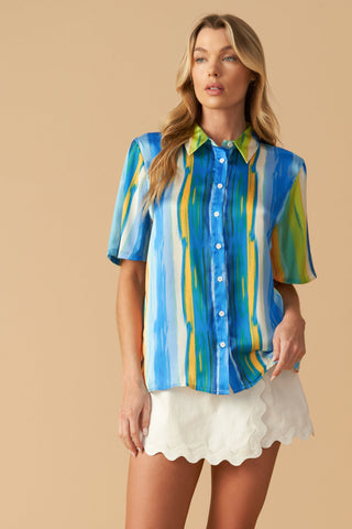 TAKE ME DANCING WOVEN SATIN TOP - By Baano