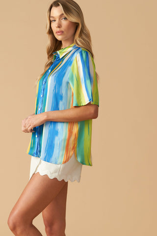 TAKE ME DANCING WOVEN SATIN TOP - By Baano