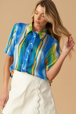 TAKE ME DANCING WOVEN SATIN TOP - By Baano