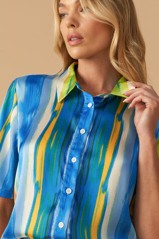 TAKE ME DANCING WOVEN SATIN TOP - By Baano