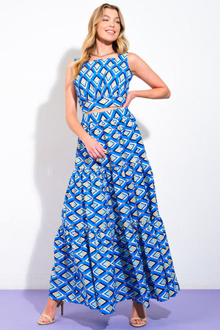 SUMMER JOURNEY WOVEN TOP AND SKIRT SET - By Baano