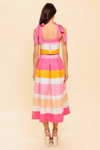 THE SPACE BETWEEN PINK WOVEN TOP AND SKIRT SET - By Baano