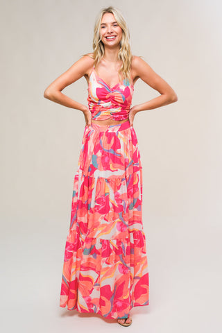 ROMANTICALLY SPEAKING WOVEN TOP AND SKIRT SET - By Baano