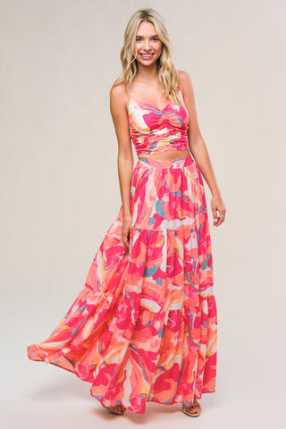 ROMANTICALLY SPEAKING WOVEN TOP AND SKIRT SET - By Baano