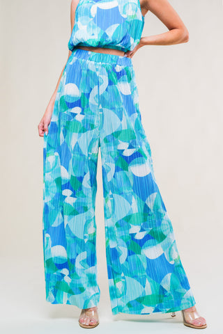 MARITIME MUSE WOVEN PLISSE TOP AND PANT SET - By Baano