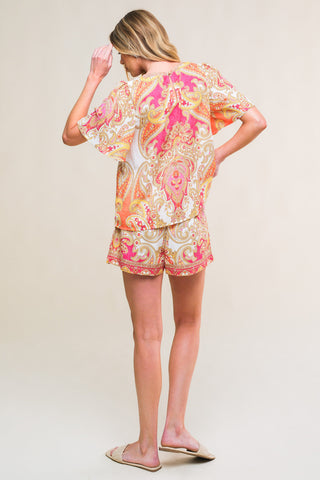 SCARLET SYMPHONY WOVEN TOP AND SHORT SET - By Baano