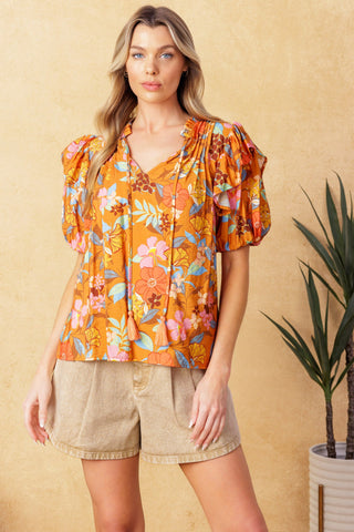 TOTAL FRILL WOVEN TOP - By Baano