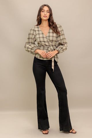 LATTE SUNDAY WOVEN PLAID TOP - By Baano
