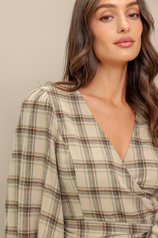 LATTE SUNDAY WOVEN PLAID TOP - By Baano