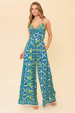 STUN LIKE ME NAVY WOVEN TOP AND PANT SET - By Baano