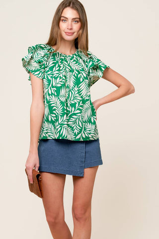 ROAMING AROUND GREEN WOVEN TOP - By Baano