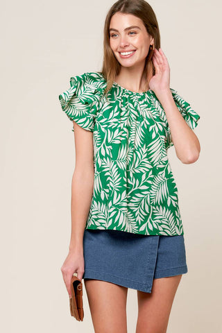 ROAMING AROUND GREEN WOVEN TOP - By Baano