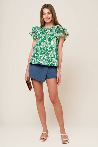 ROAMING AROUND GREEN WOVEN TOP - By Baano