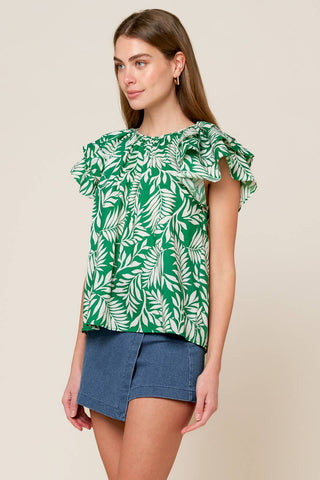 ROAMING AROUND GREEN WOVEN TOP - By Baano