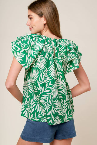 ROAMING AROUND GREEN WOVEN TOP - By Baano