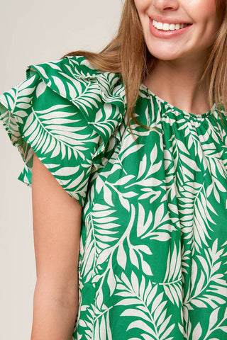 ROAMING AROUND GREEN WOVEN TOP - By Baano