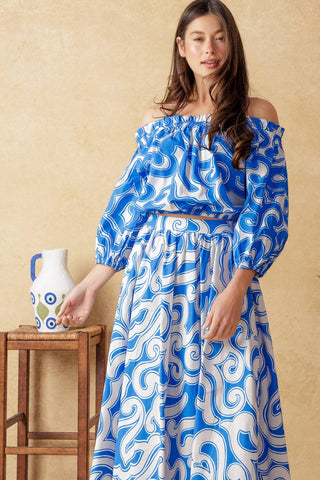 SUNSET SASHAY BLUE TOP AND SKIRT SET - By Baano