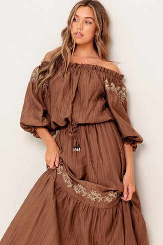 FULL SPEED AHEAD BROWN WOVEN TOP - By Baano