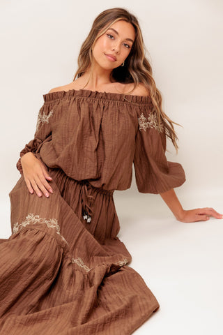 FULL SPEED AHEAD BROWN WOVEN TOP - By Baano