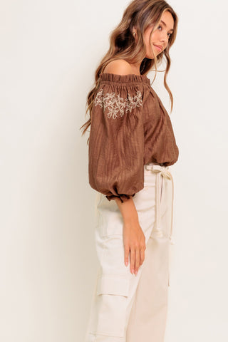 FULL SPEED AHEAD BROWN WOVEN TOP - By Baano