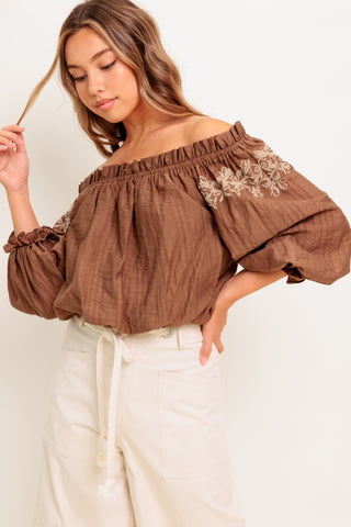 FULL SPEED AHEAD BROWN WOVEN TOP - By Baano